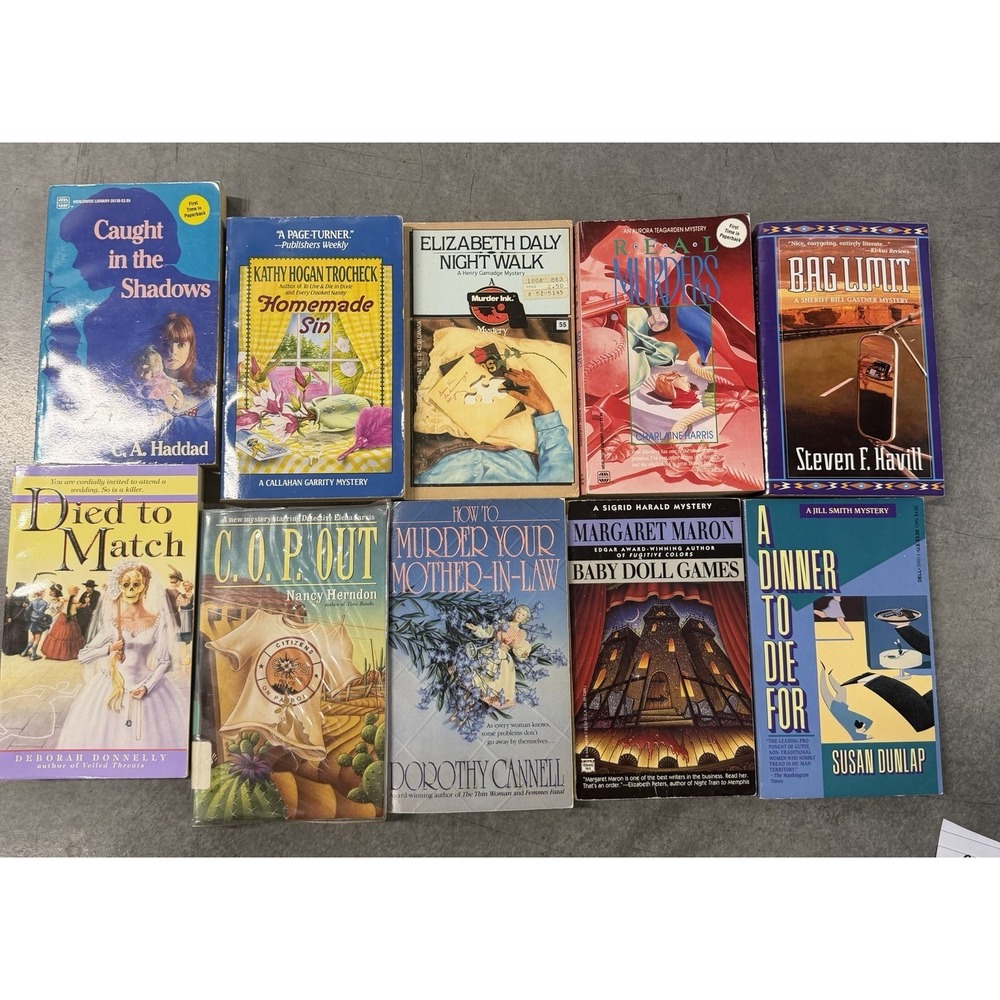 Lot of 10 random murder mystery novel paperback books, various authors B61